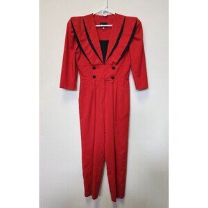 Vintage Pants Suit First Focus Red 13/14 Pockets Clown Mother Wedding Event Hat
